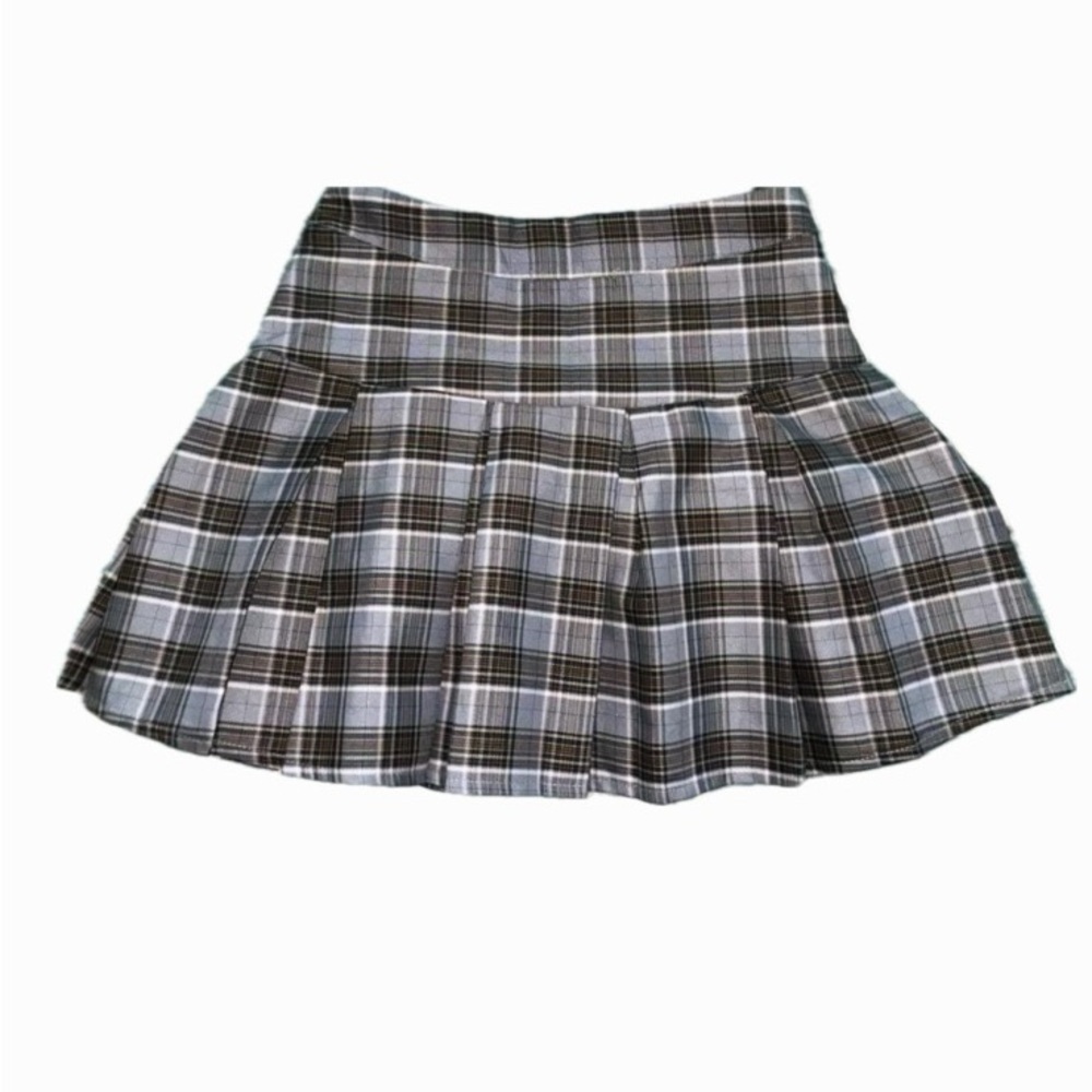 Heperus grey plaid pleated skirt